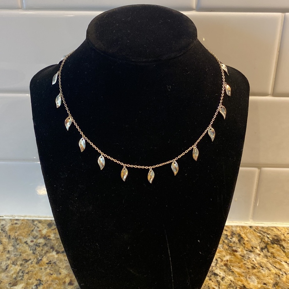 Sterling  silver leaf choker necklace.